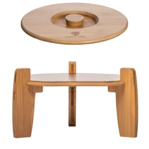Eleganter Deckel und passender Sockel aus hellem Bambusholz, Zubehör für einen Wasserfilter von Lotus Vita.